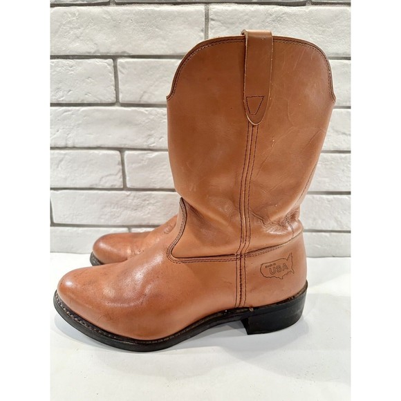 Cowboy Work Boots Leather MADE IN USA Sz 9 Oil & Chemical Resistant Soles - Picture 6 of 16